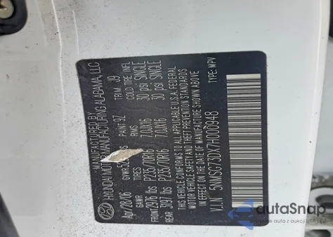 2007 Hyundai Santa Fe Gls из США, поврежденный, VIN 5NMSG73DX7H000948